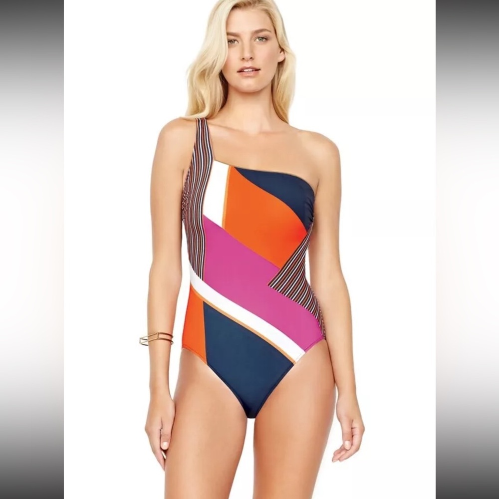 Gottex one shoulder one-piece swimsuit sz 8